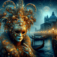 people celebrate mardi gras venice carnival wear traditional mask and costume in crowded piazza