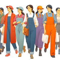 confident person feminist female group diverse status occupation ethnic march for women day rights